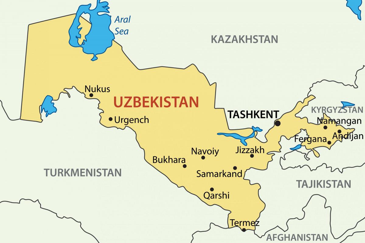 kapitāla Uzbekistānas karte