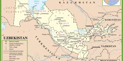 Kartes Uzbekistānas politisko 